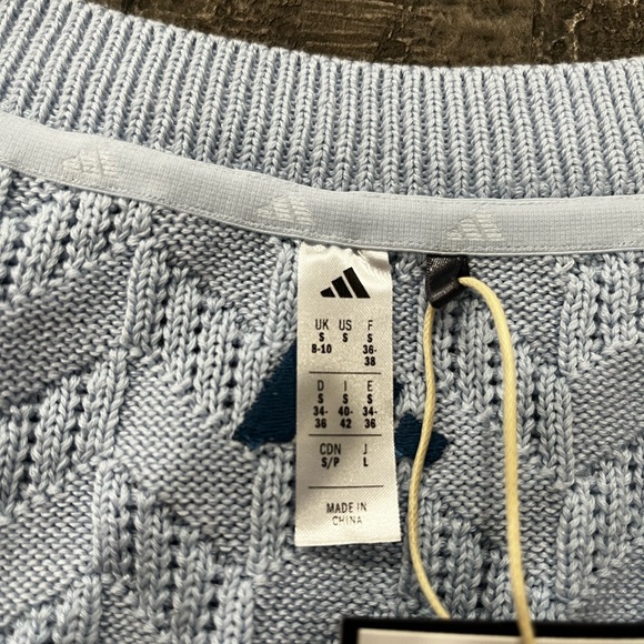 Adidas Golf Sky Blue Textured Knit Vest - Picture 3 of 4